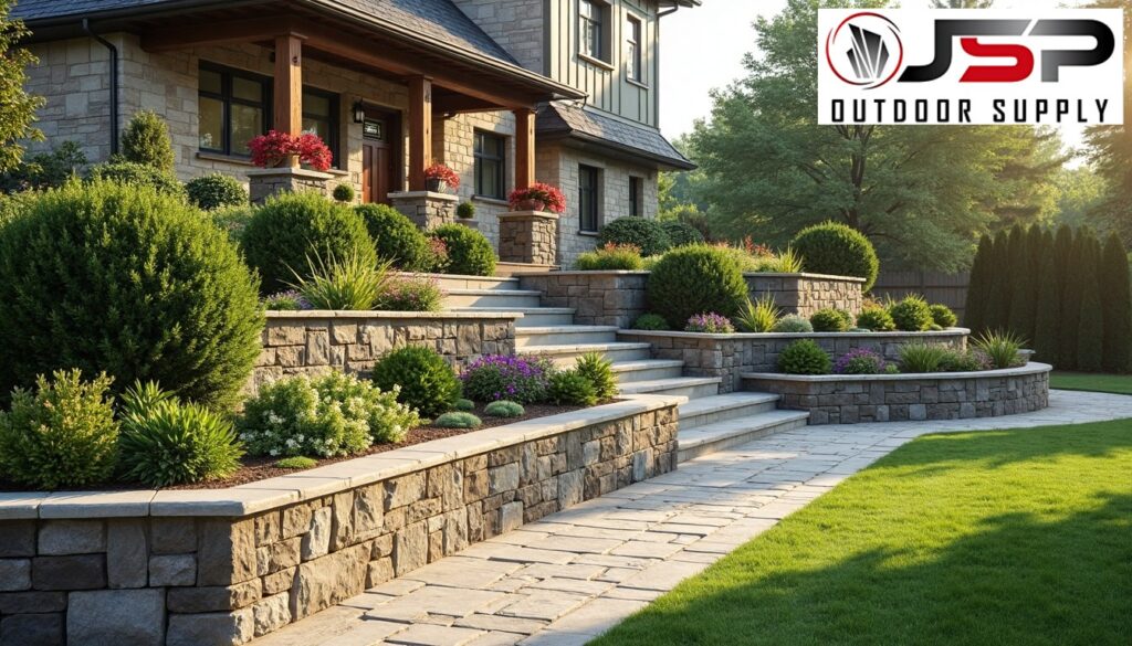 Advantages of retaining wall blocks in creating usable outdoor space.