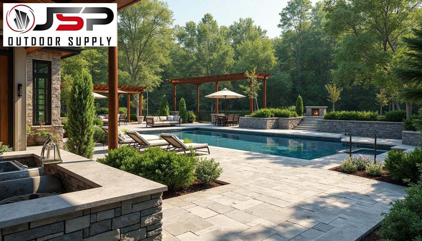 Different stone textures within landscape designs.