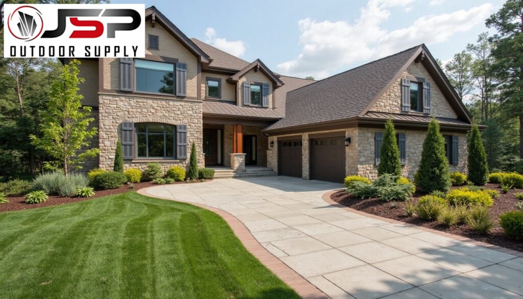 View of limestone veneer on a house
