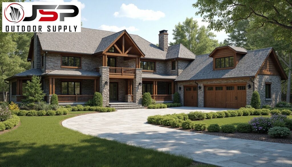 Locally-quarried stone materials.