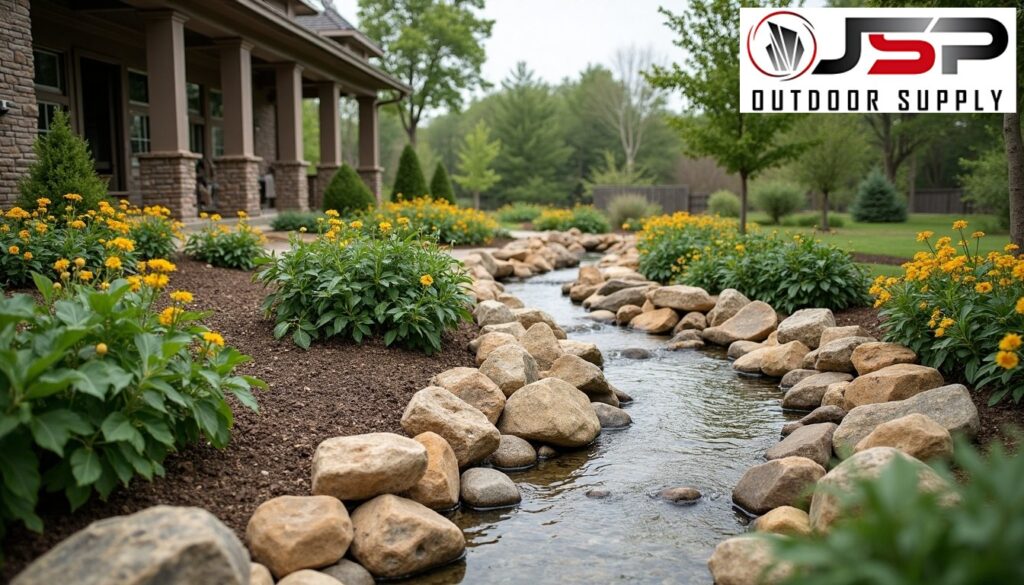 Using river rock to solve drainage challenges naturally.