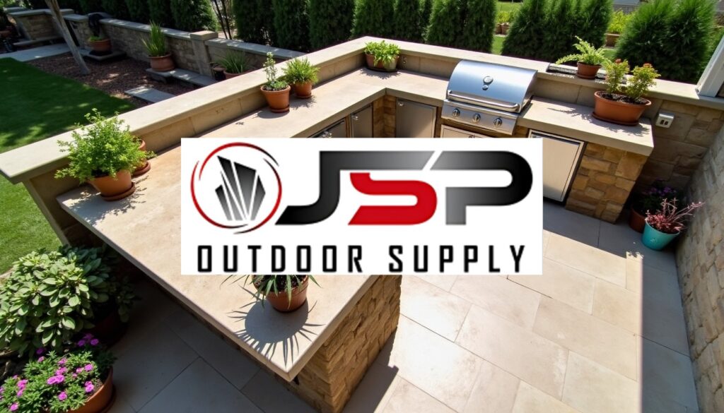 Bird's eye view of an outdoor kitchen