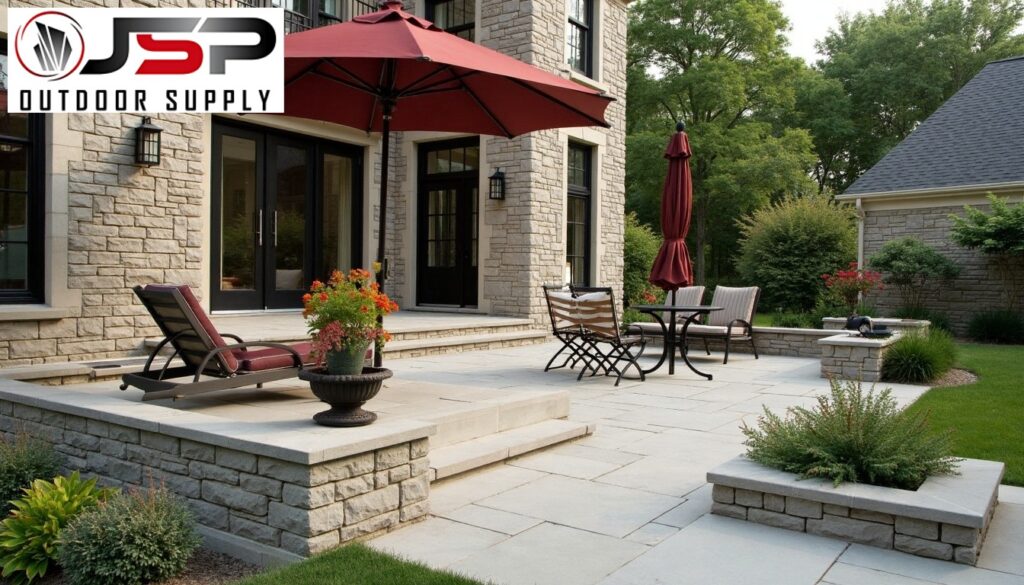 View of limestone veneer on a house