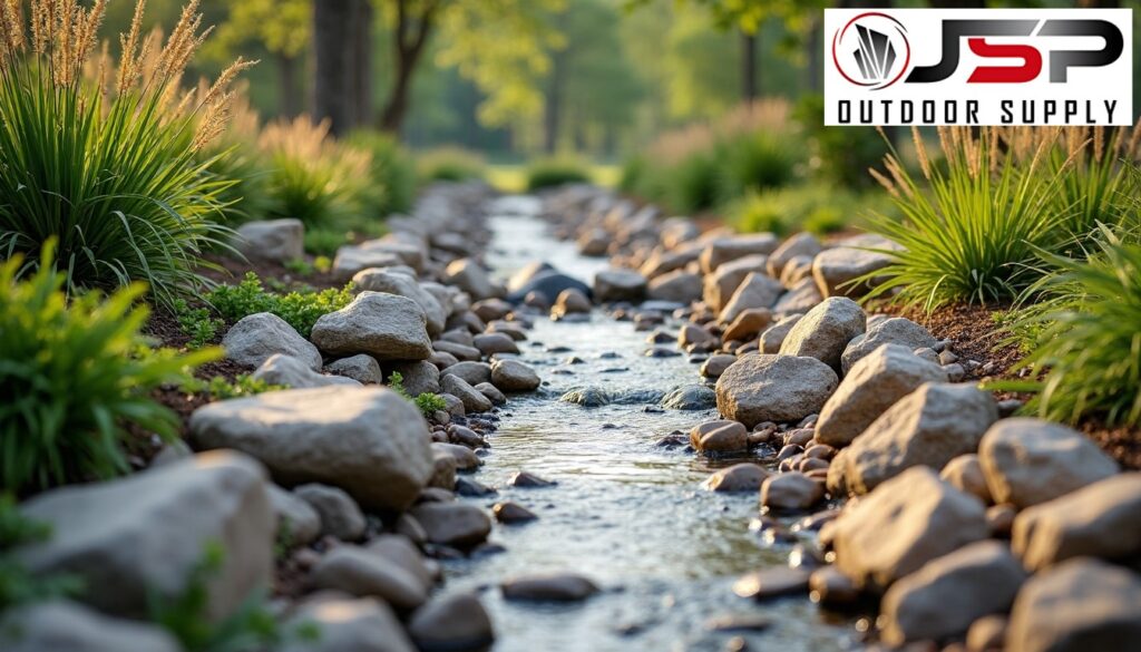 Using river rock to solve drainage challenges naturally.