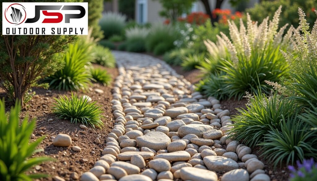 Using river rock to solve drainage challenges naturally.