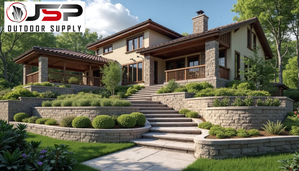 Advantages of retaining wall blocks in creating usable outdoor space.