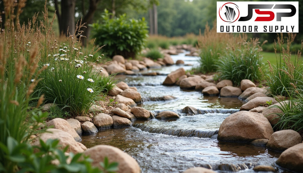 Using river rock to solve drainage challenges naturally.