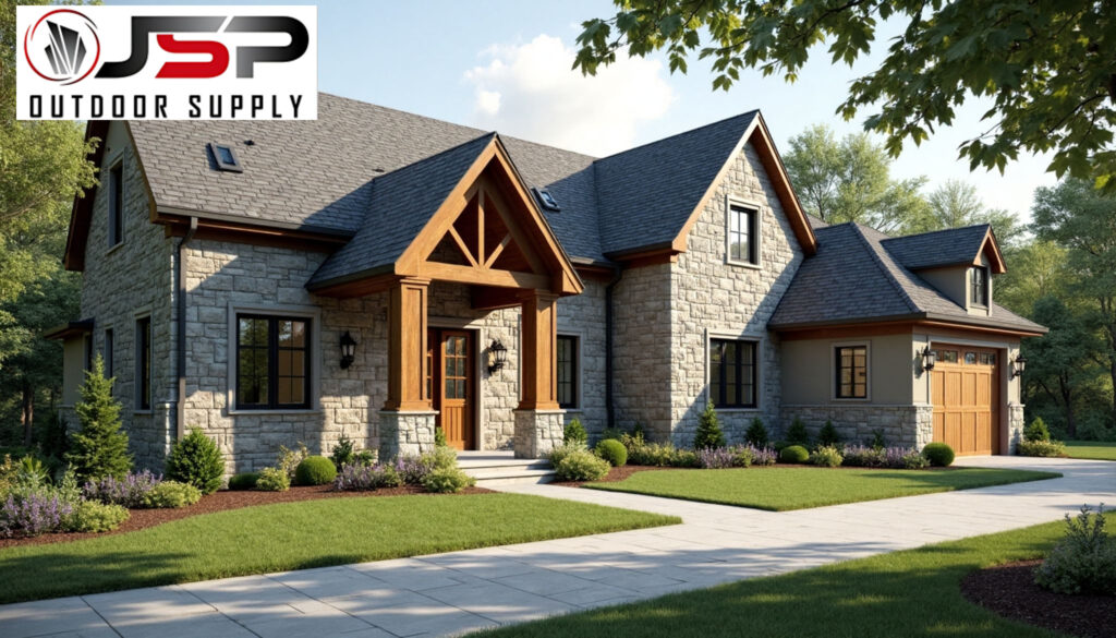 Locally-quarried stone materials.